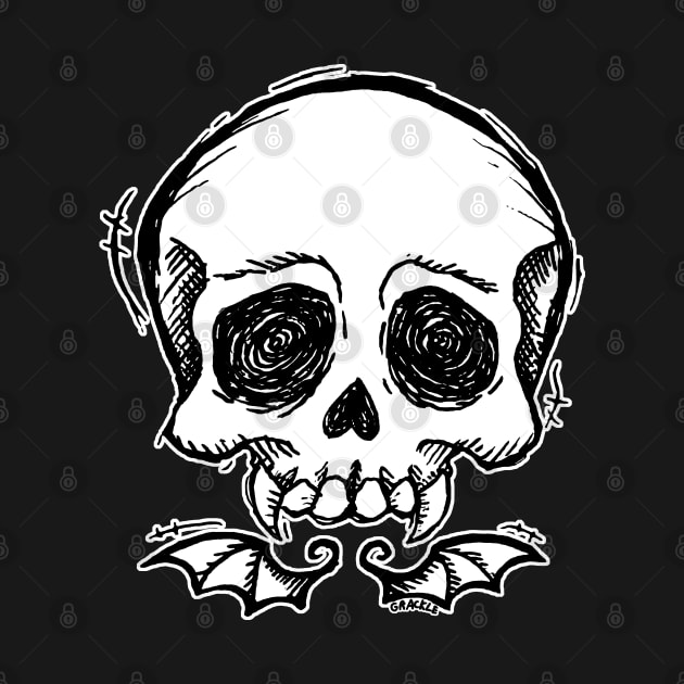 Scribbly Vampire Skull by Jan Grackle