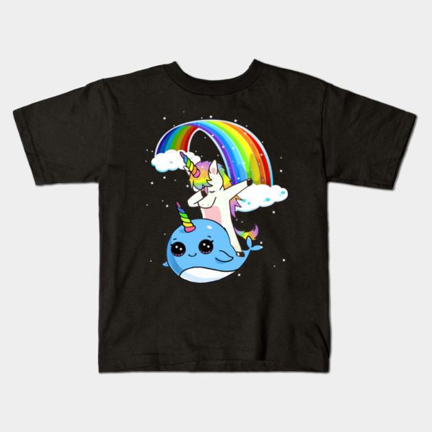 Dabbing Unicorn With Narwhal And Rainbow Cute Unicorn Kids T