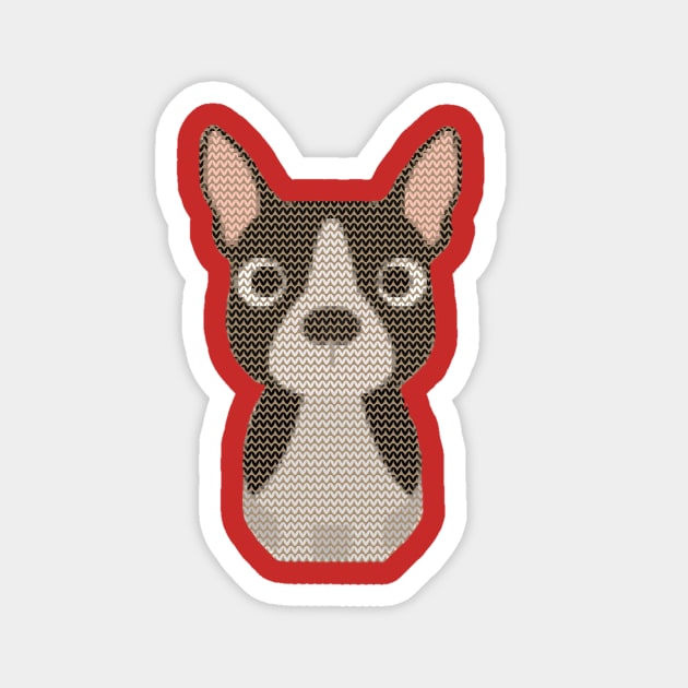 Boston Terrier Ugly Christmas Sweater Design Magnet by DoggyStyles