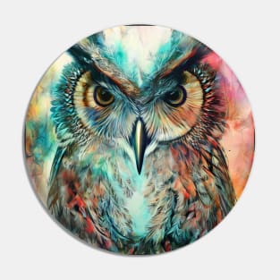 Great Horned Owl Digital Painting Pin