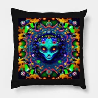 Martian Alien Mandala Trippy Psychedelic Pillow