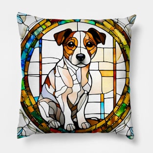 Stained Glass Jack Russell Terrier Pillow