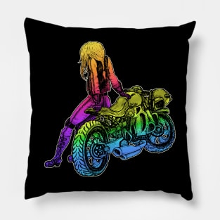 Neon Motorcycle Pillow