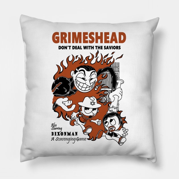 Grimeshead Pillow by theyellowsnowco