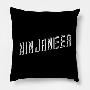 Ninjaneer white distressed retro text design for Engineers that are Engineering Ninjas Pillow