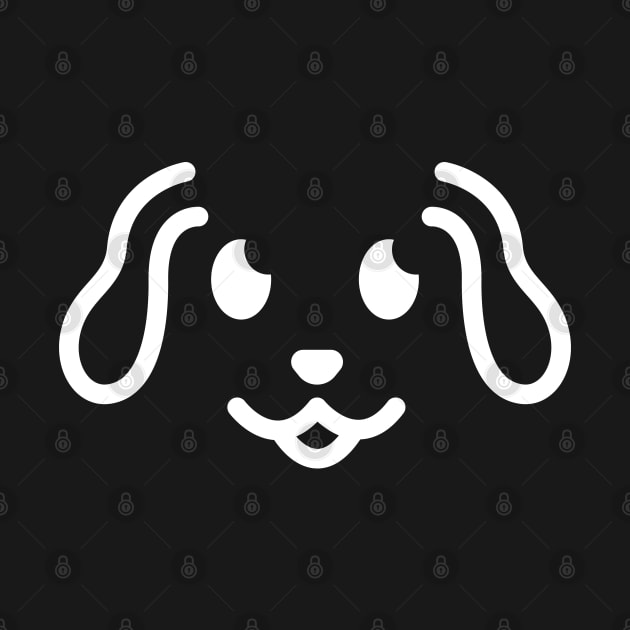 Woof! - Cute Dog Face Line Art - White by DaTacoX