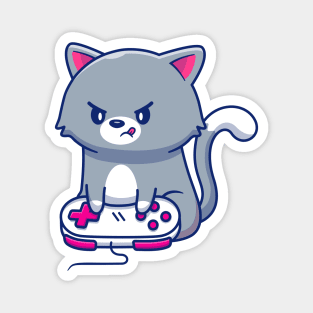 Cute Gamer Kitten Anime Magnet