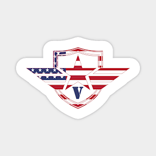 Letter V American Flag Monogram Initial Magnet