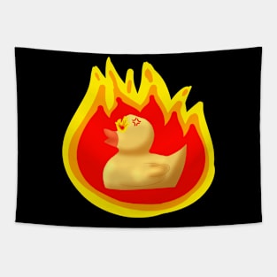 Funny Angry Rubber Duck On Fire Tapestry