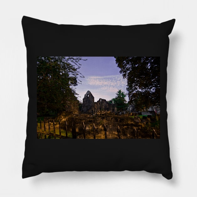 Kirkstall Abbey 4262-A Cistercian monastery Leeds West Yorkshire Night After   Dark Photography Pillow by Spookydaz