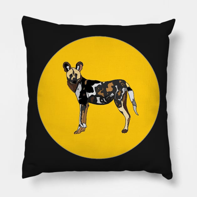 African Wild Dog Pillow by OTLArtwork
