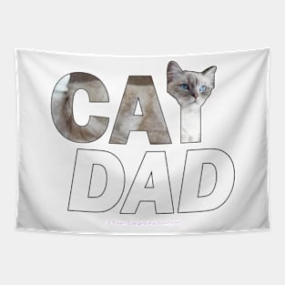 CAT DAD - white long hair cat oil painting word art Tapestry