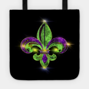 Fleur de lis distressed purple green gold Mardi Gras New Orleans Tote