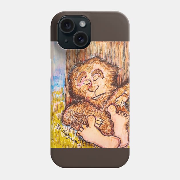 A Baby Bigfoot Sleeping Phone Case by TheArtQueenOfMichigan 