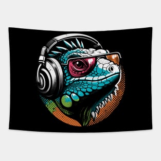 Gamer Iguana Music Lover Tapestry