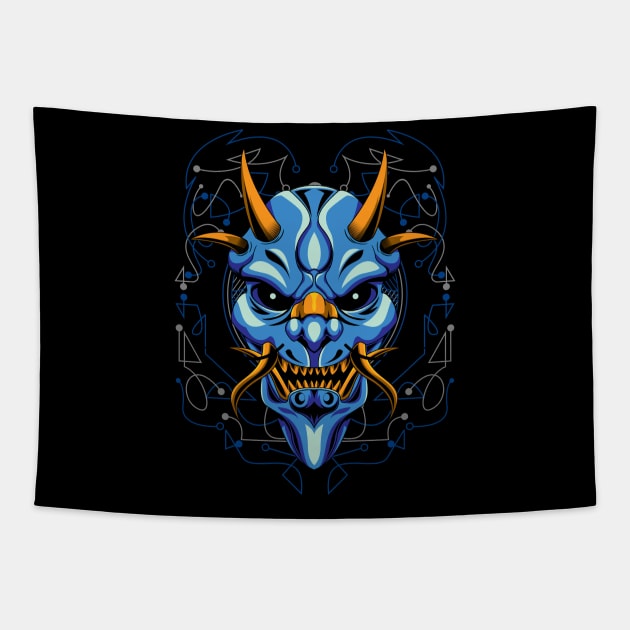 oni mask japanese Tapestry by SHINIGAMII