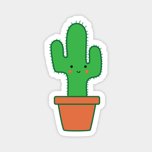 Cute Smiling Kawaii Cactus in Pot Magnet