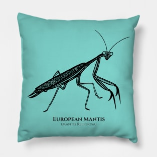 Praying Mantis with Common and Scientific Names - insect design Pillow