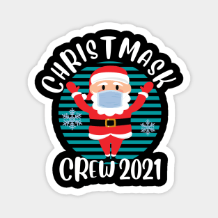 Christmas Crew 2021 Funny Face Mask Wearing Santa Christmask Magnet