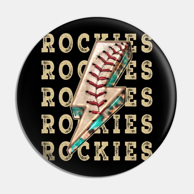 Aesthetic Design Rockies Gifts Vintage Styles Baseball Pin by QuickMart