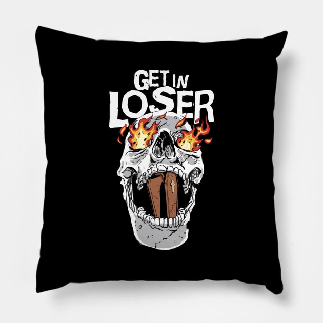 get in loser coffin soft grunge gothic goth aesthetic Pillow by A Comic Wizard