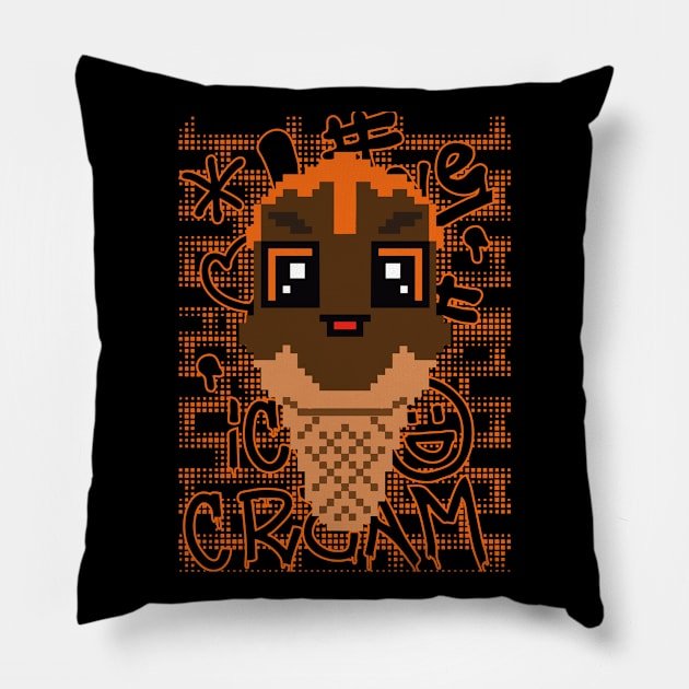 Pixel Ice Cream Chocolate Pillow by Oliversantos