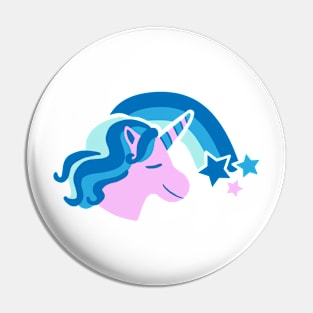 Cute Unicorn with Rainbow (blue/purple) Pin