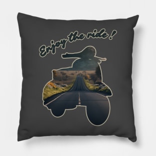 Scooter RVintage Lovers Enjoy The Ride Landscape Country Road Travel Pillow