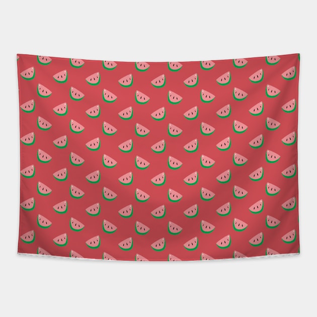 Pink Watermelon Slice Pattern Tapestry by saradaboru