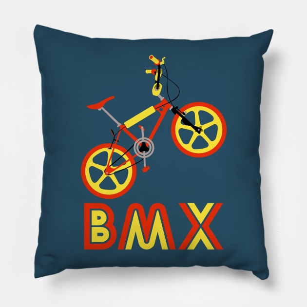 Red & Yellow BMX Burner Pillow by Paulychilds