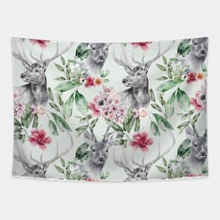 Purple Flower Deer Pattern Tapestry