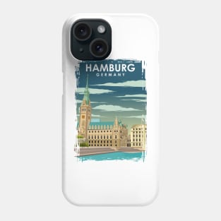 Hamburg Germany Digital Illustration City Travel Poster Phone Case