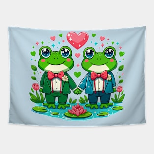 Gay Frogs in Love Tapestry