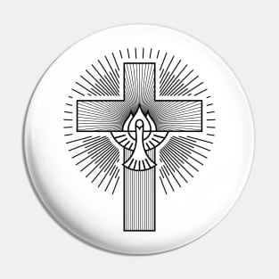 Christian cross and dove - a symbol of the Spirit Pin