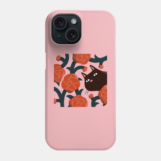 Cat and Roses Phone Case by SashaKolesnik