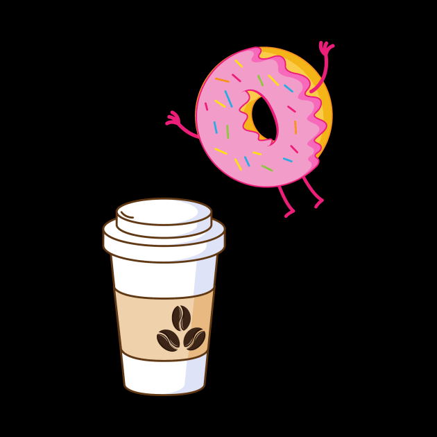 Jumping donut on coffee design by vpdesigns