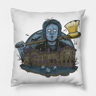 Hunted House with Axed Character Pillow