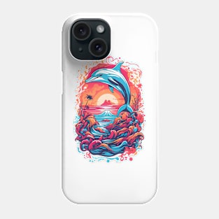 Beautiful Retro Dolphin Color Splash Design Phone Case