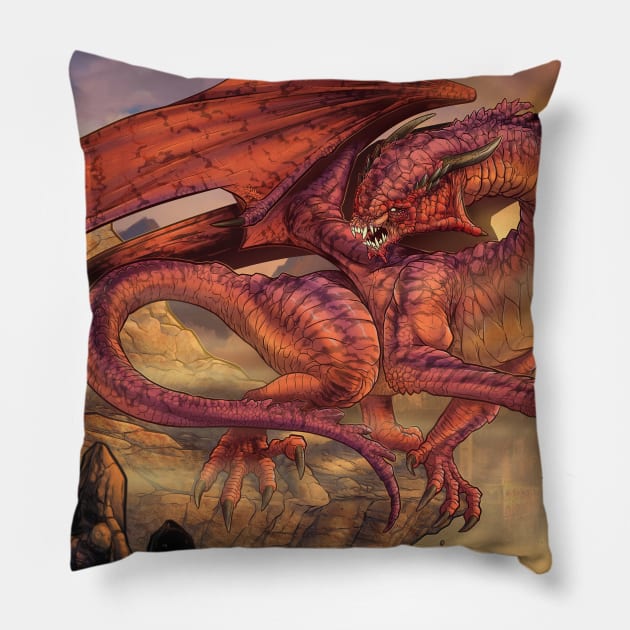 Great Red Dragon Pillow by jpowersart