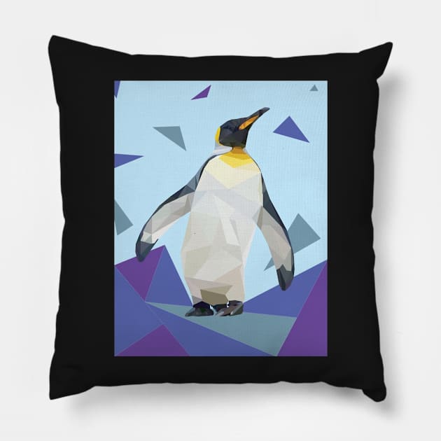 Blue Geo-Penguin Pillow by jrepkin