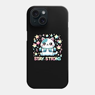 StaY strong - Cute kawaii cats with inspirational quotes Phone Case