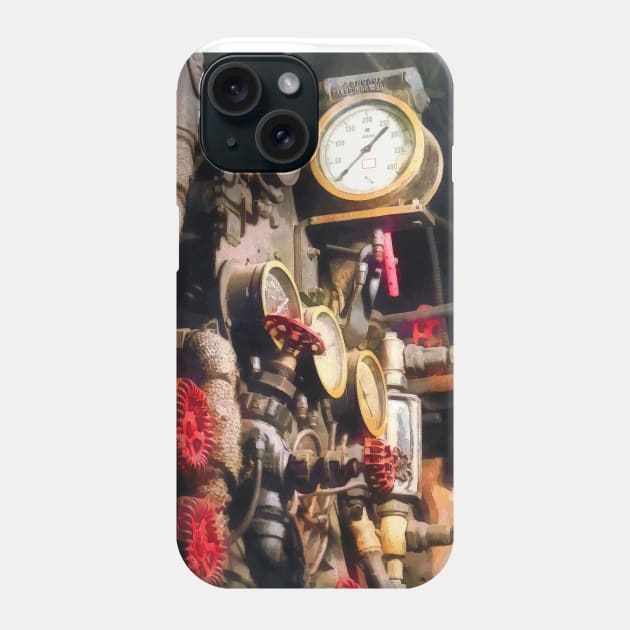 Trains - Inside Cab of Steam Locomotive Phone Case by SusanSavad