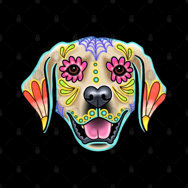 Golden Retriever - Day of the Dead Sugar Skull Dog by prettyinink