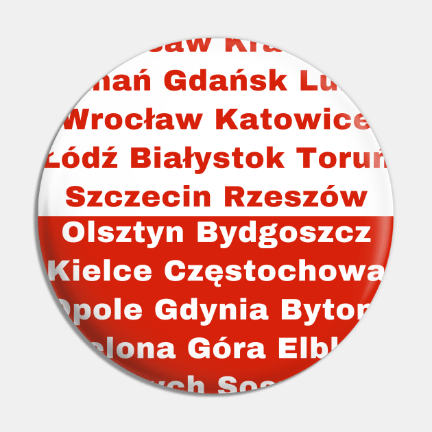 Polish Flag Colors with Cities Pin by aybe7elf