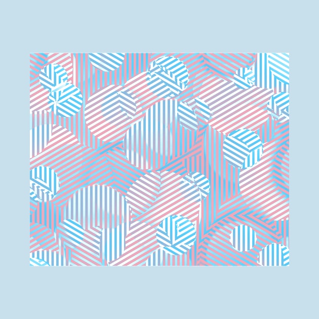 Transgender Pride Striped Broken Shining Circles Pattern by VernenInk