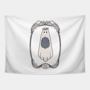 Cute Ghost Illustration in art nouveau frame |Self Love Quote | Cute Halloween Wall Art| Tapestry