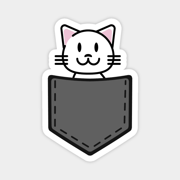 White Pocket Kitty Magnet by MrDrajan