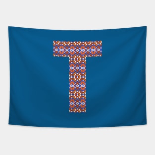 Monogram Letter T- geometric pattern Tapestry