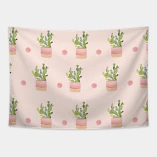 Cactus Pattern in Pink | Houseplants | Botanicals | Watercolor Tapestry