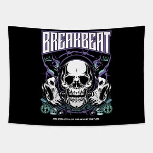 BREAKBEAT  - Evolution Skull (purple/teal) Tapestry